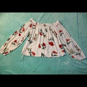 Hollister Floral off the shoulder long sleeve